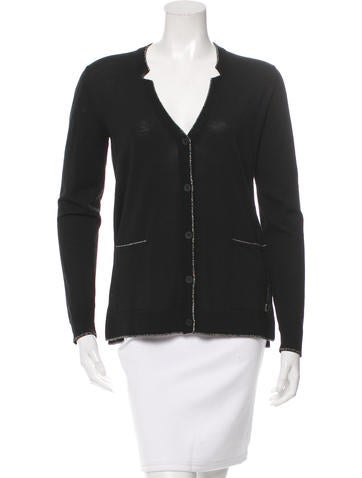 Kenzo Metallic-Trimmed Wool Cardigan