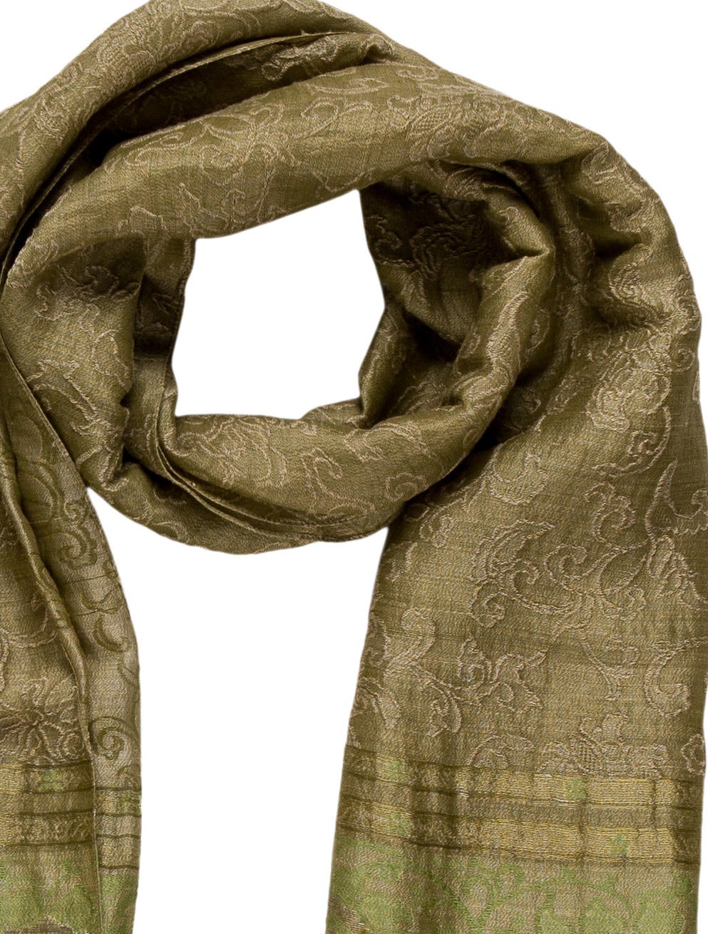 Kenzo Jacquard SilkBlend Scarf Green Scarves and Shawls, Accessories