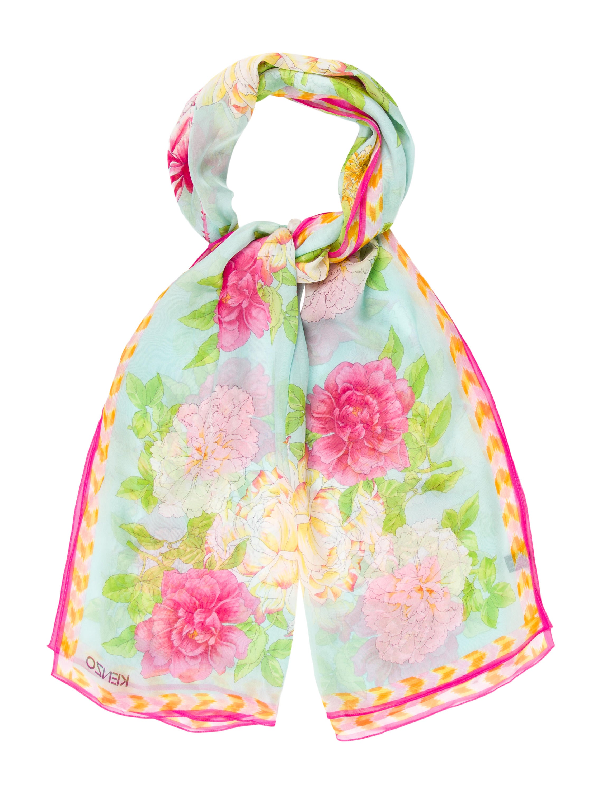 Kenzo Silk Floral Scarf Accessories KEN24738 The RealReal