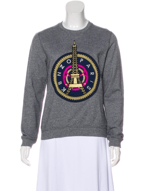 Kenzo Embroidered Knit Sweater Grey