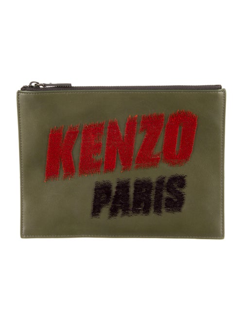 Kenzo Leather Logo Pouch Olive