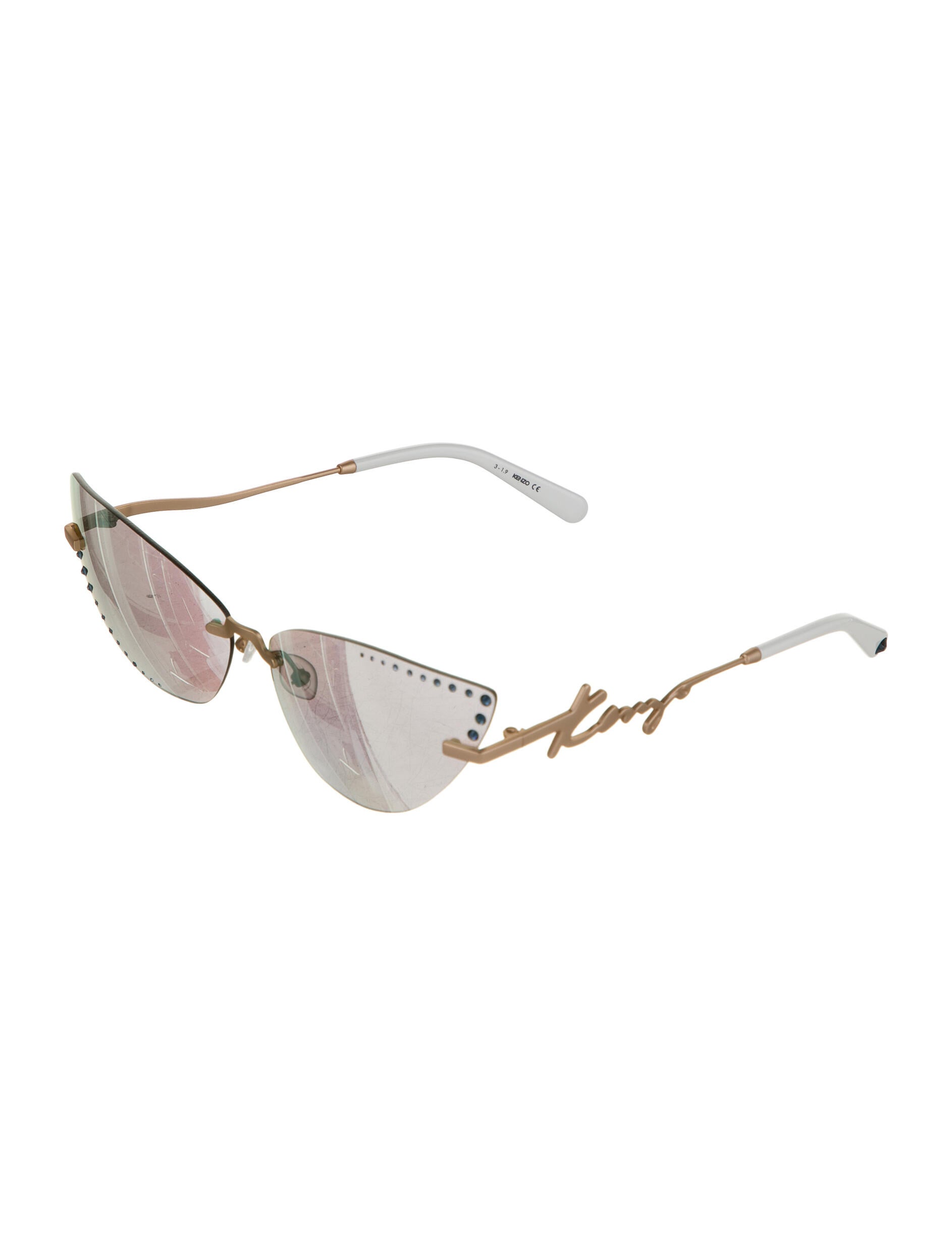 Kenzo CatEye Embellished Sunglasses White Sunglasses, Accessories KEN37963 The RealReal