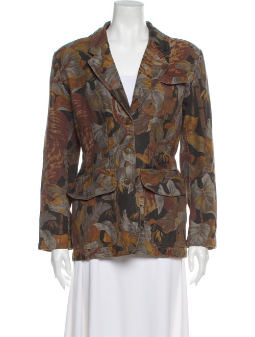 Kenzo Floral Print Blazer Brown