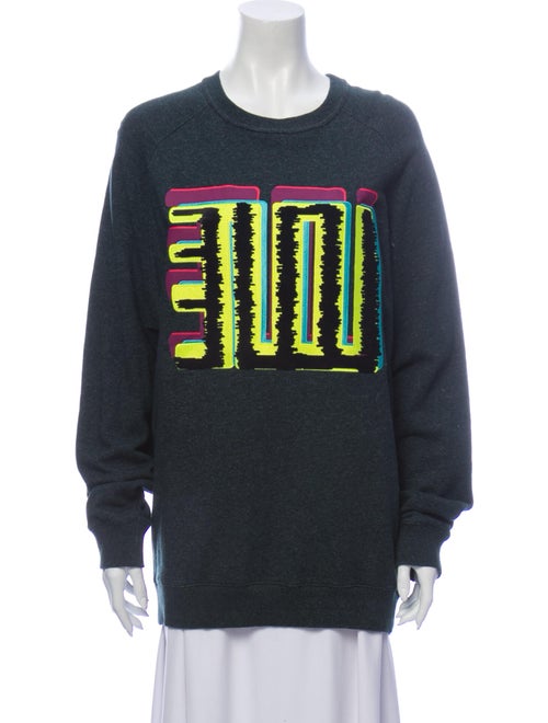 Kenzo Graphic Print Scoop Neck Sweater Green