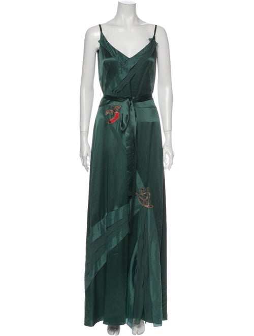 Kenzo Silk Long Dress Green