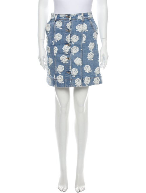 Kenzo Floral Print Mini Skirt Blue