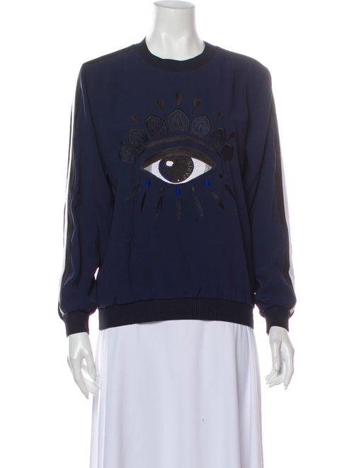 Kenzo Graphic Print Crew Neck Sweater Blue