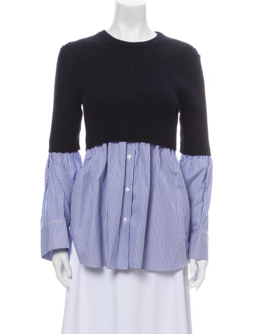 Kenzo Colorblock Pattern Crew Neck Sweater Blue