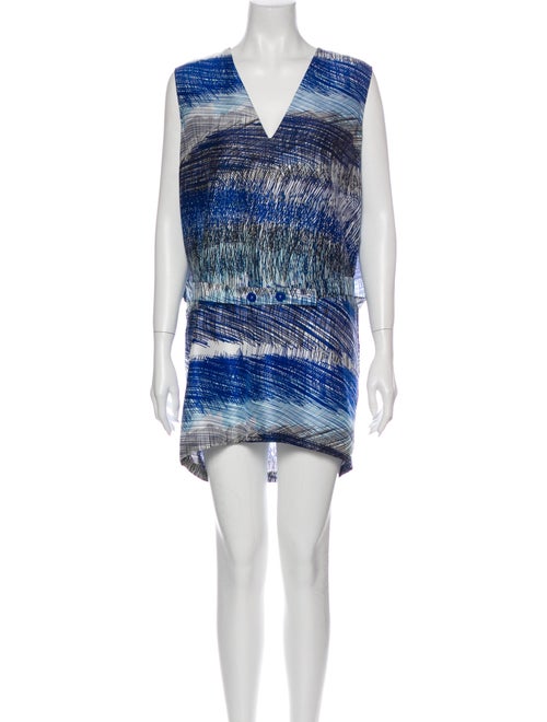 Kenzo Silk Mini Dress Blue