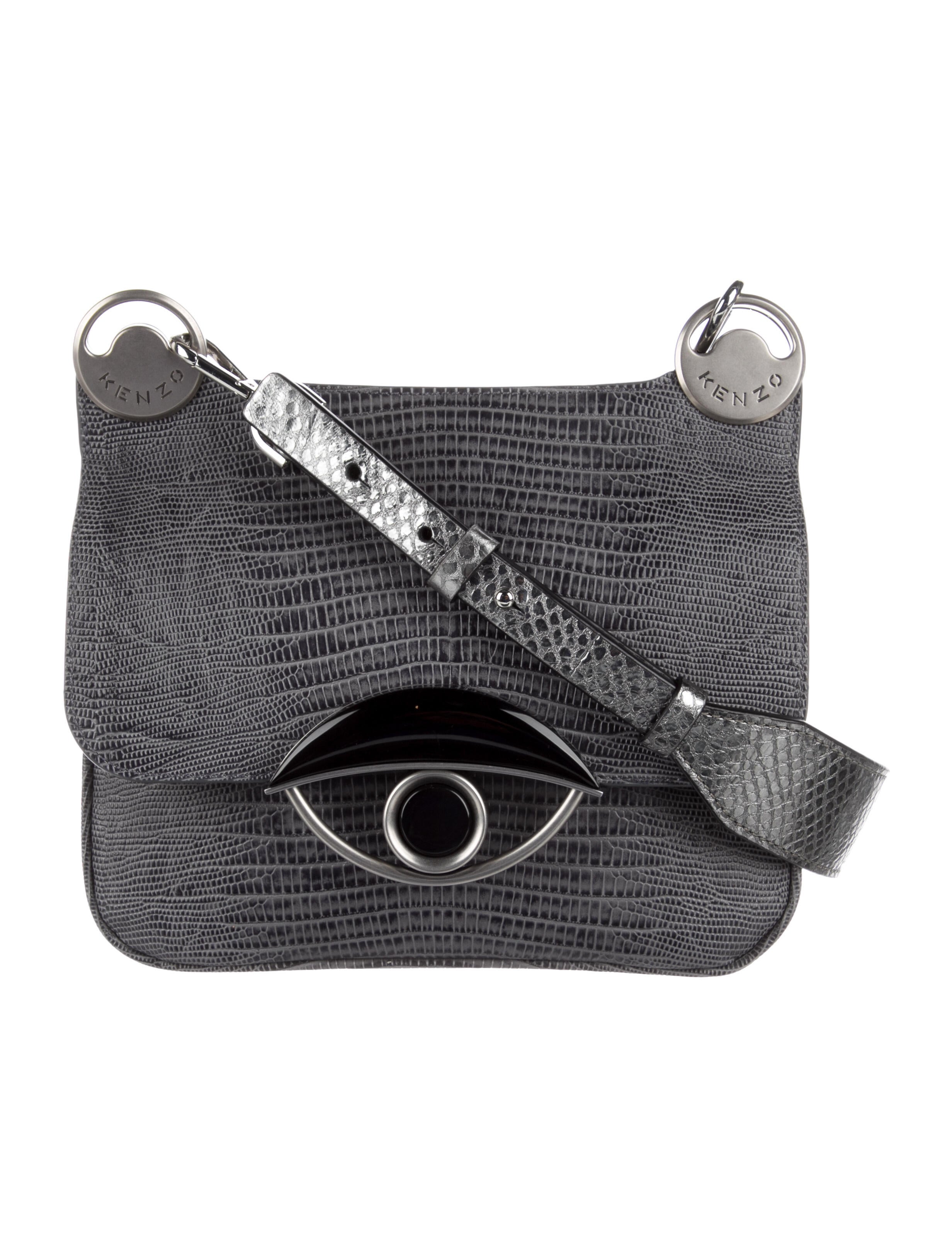 Kenzo Lizard Crossbody Bag Grey Crossbody Bags, Handbags KEN54526