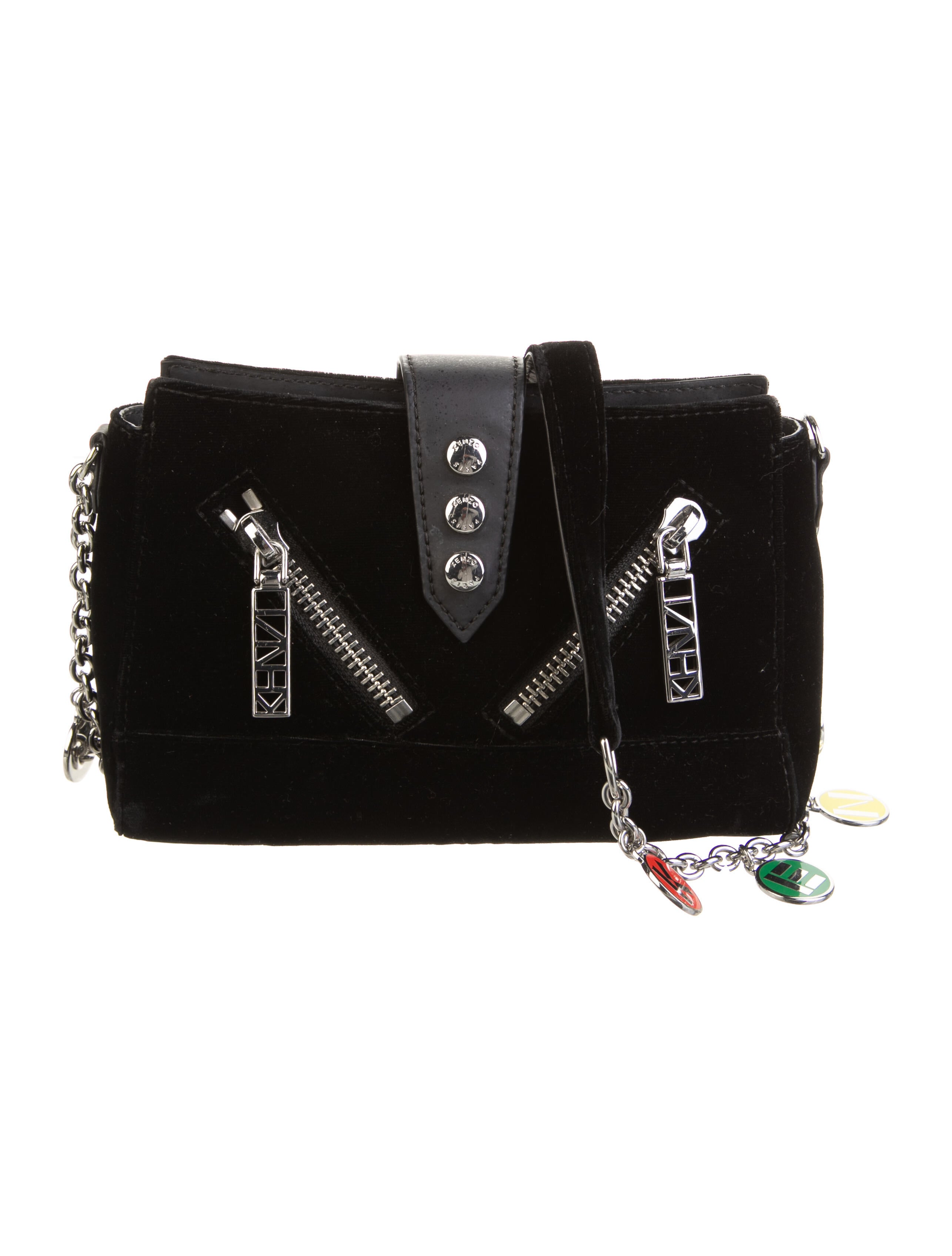 Kenzo Velvet ChainLink Crossbody Bag Black Crossbody Bags, Handbags