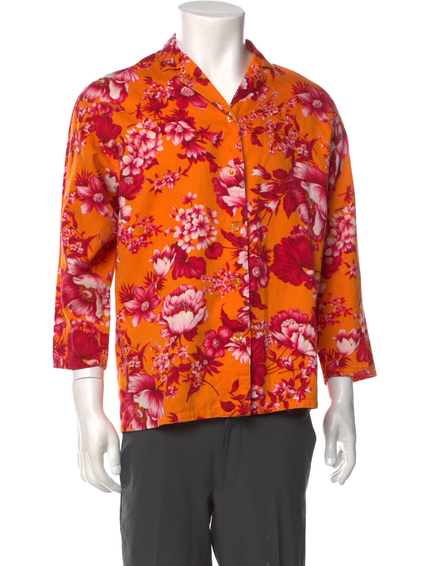 Kenzo Floral Print Three-Quarter Sleeve Shirt