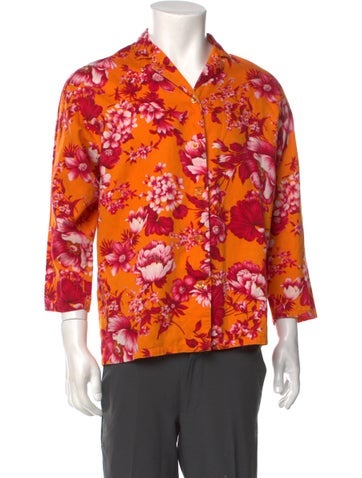 Kenzo Casual Shirts Floral Print Three-Quarter Sleeve Shirt M