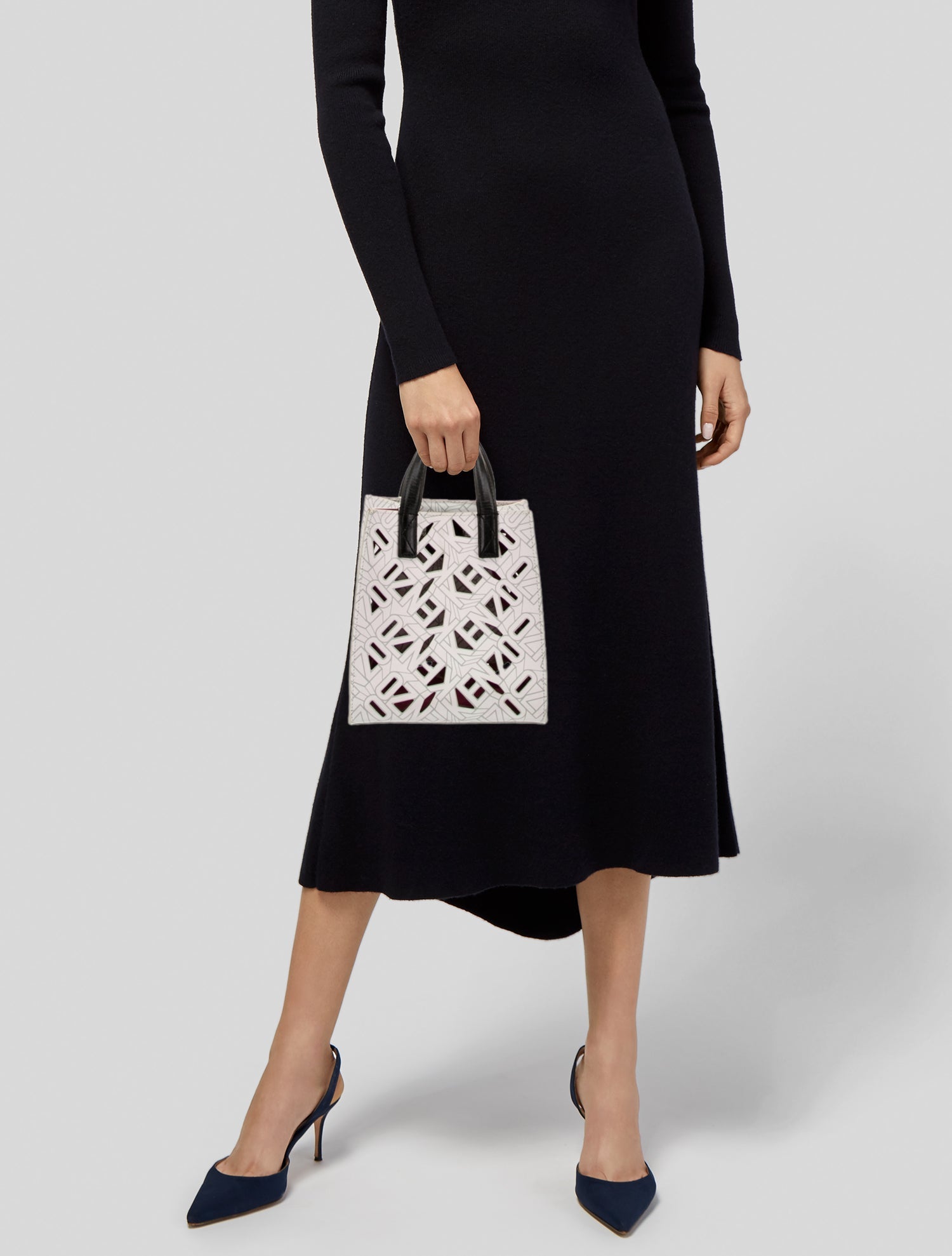 Kenzo Leather Lasercut Bag - Neutrals Handle Bags, Handbags