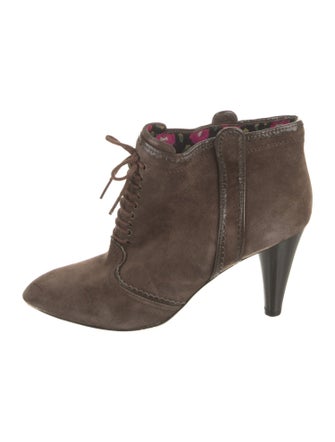 Kenzo Suede Scalloped Accent Lace-Up Boots