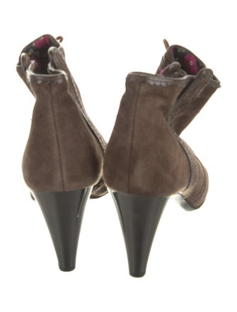 Kenzo Suede Scalloped Accent Lace-Up Boots