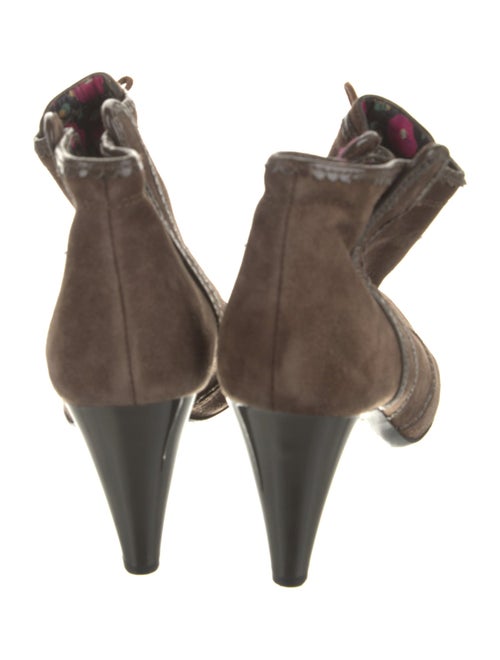 Kenzo Suede Scalloped Accent Lace-Up Boots