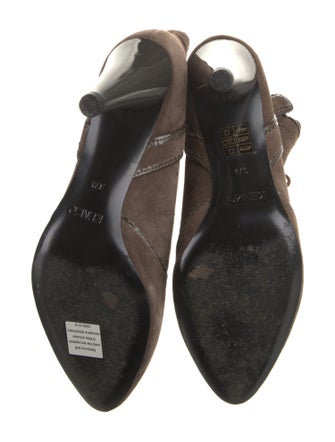 Kenzo Suede Scalloped Accent Lace-Up Boots