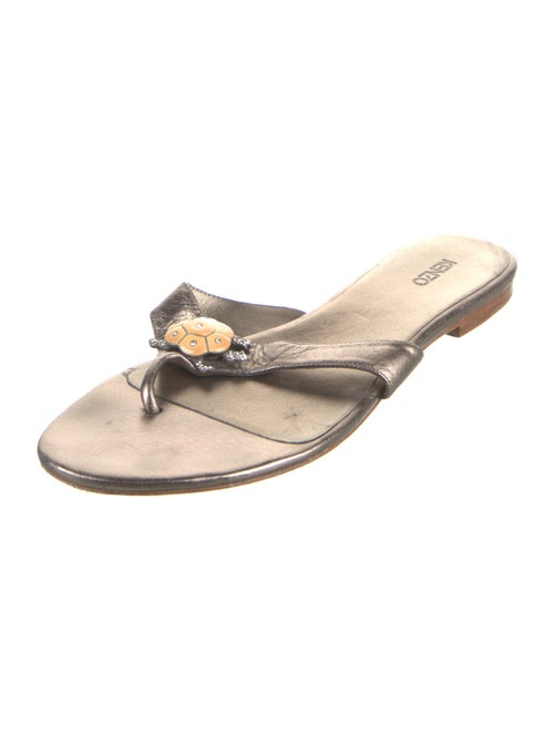 Kenzo Leather Crystal Embellishments Slides