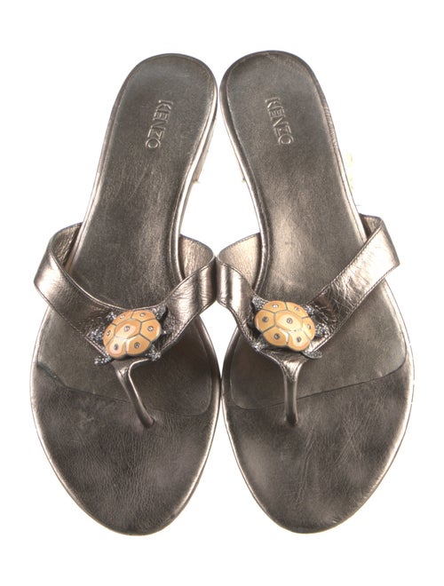 Kenzo Leather Crystal Embellishments Slides