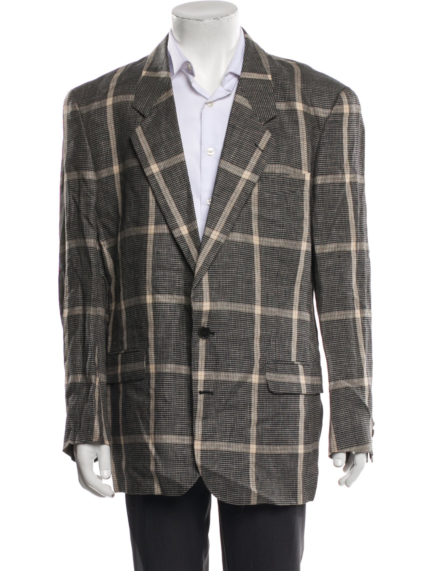 Kenzo Linen Plaid Print Overcoat