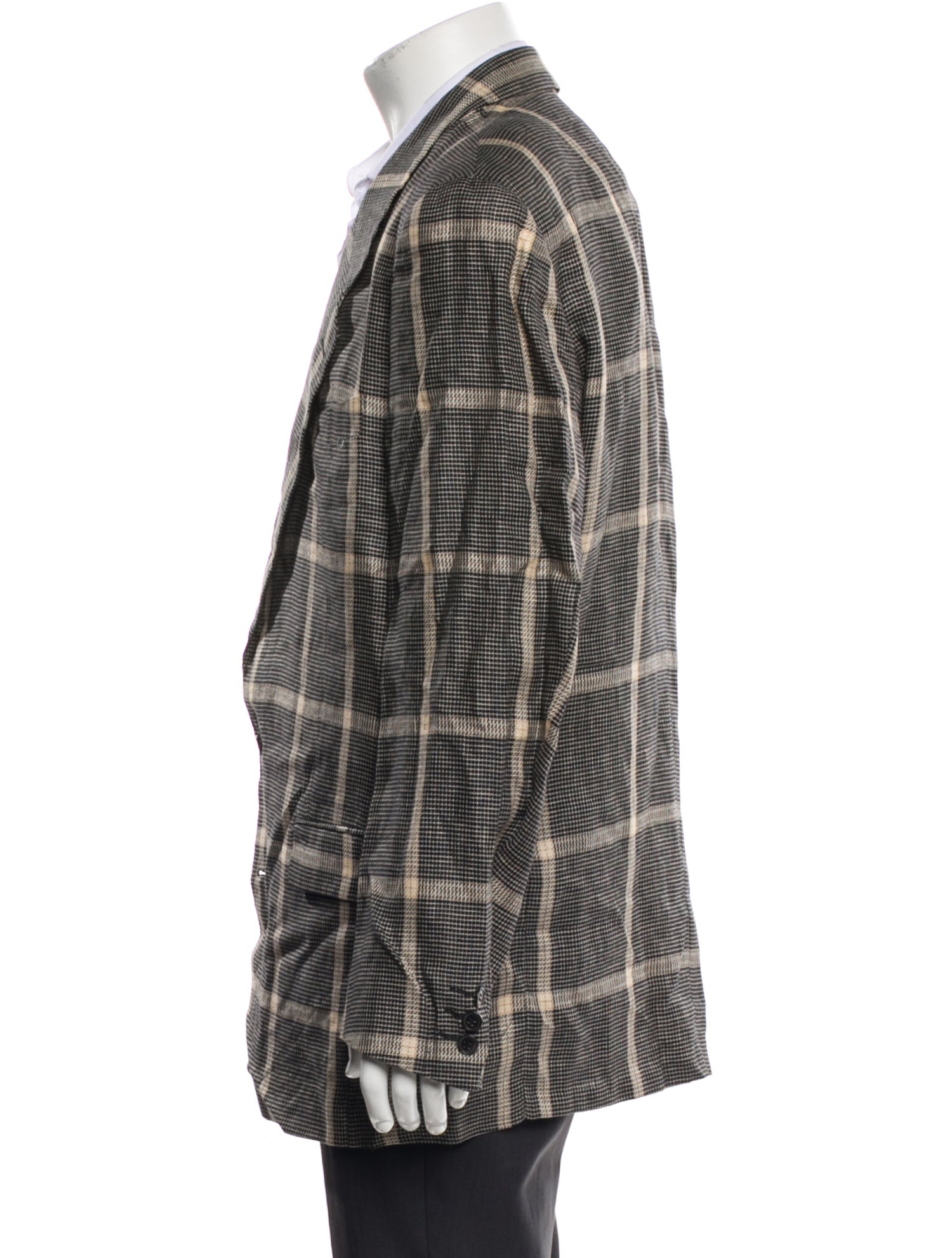 Kenzo Linen Plaid Print Overcoat