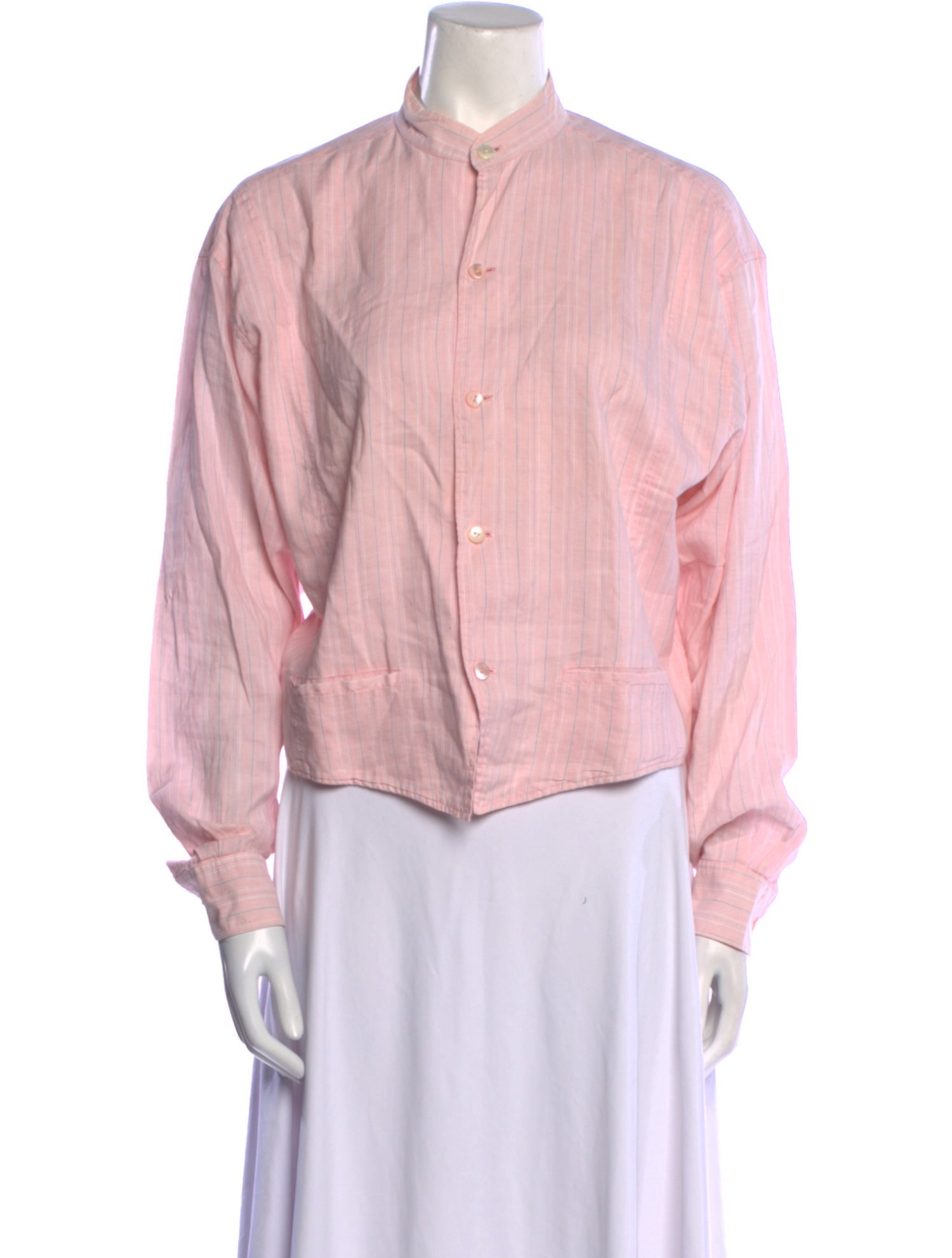 Kenzo Mock Neck Long Sleeve Button-Up Top