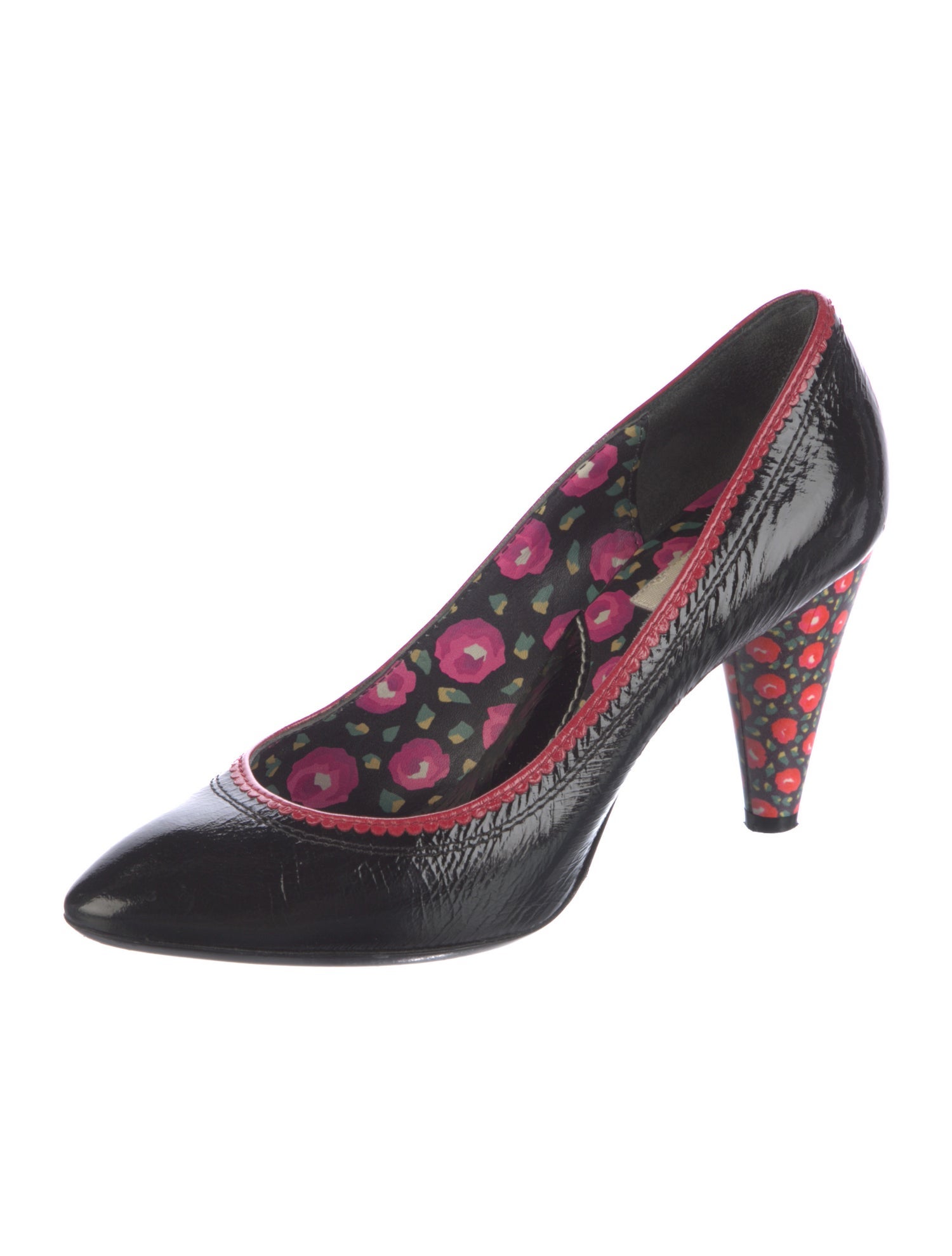 Kenzo Patent Leather Scalloped Accent Pumps