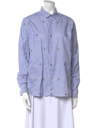 Kenzo Striped Long Sleeve Button-Up Top