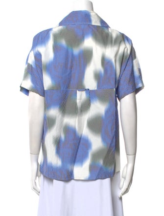 Kenzo Plaid Print Short Sleeve Button-Up Top