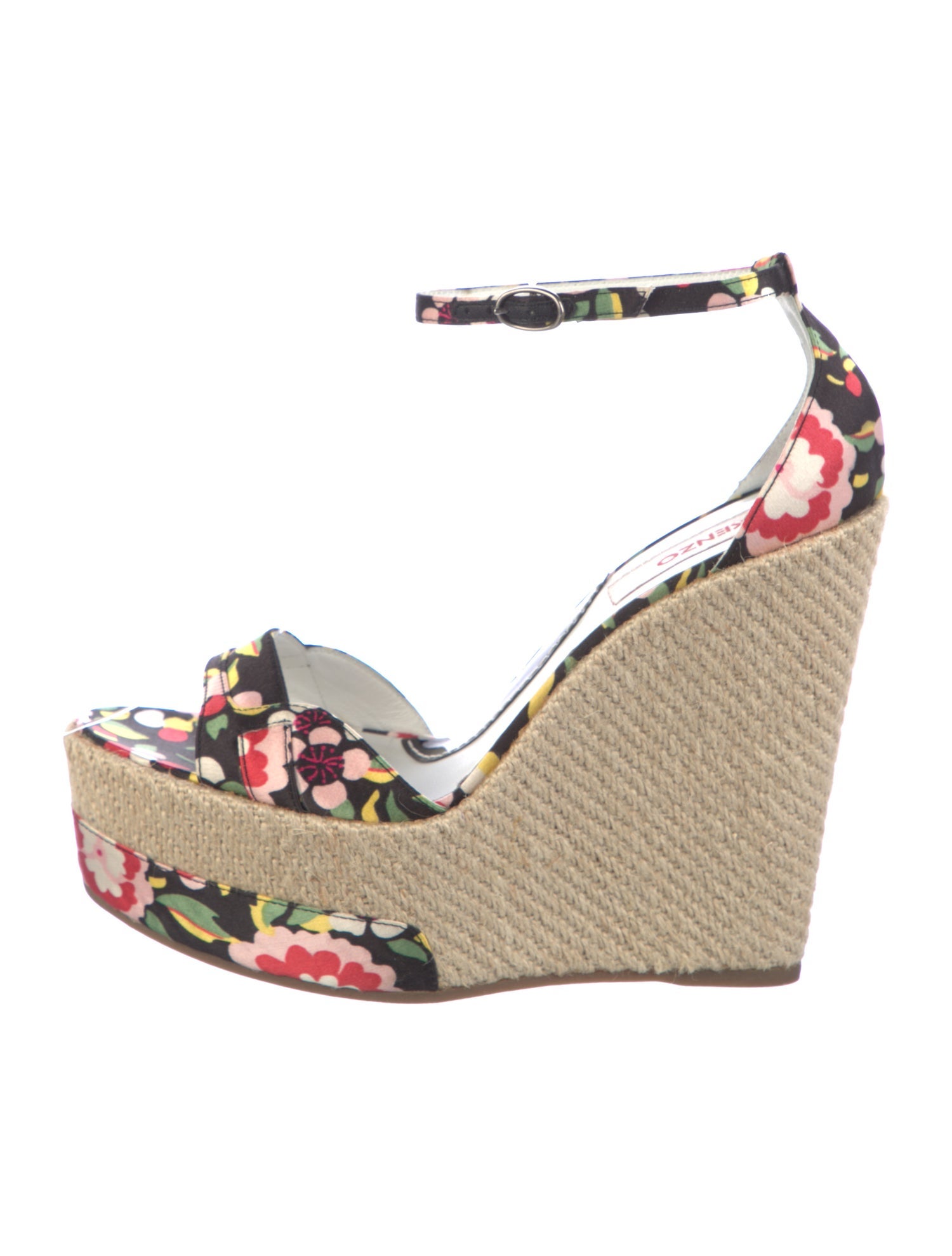Kenzo Satin Floral Print Espadrilles