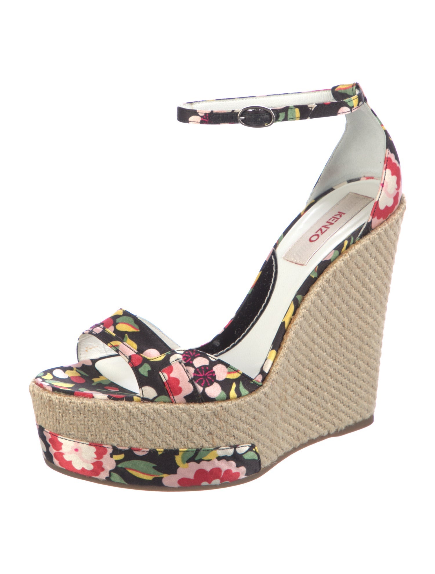 Kenzo Satin Floral Print Espadrilles