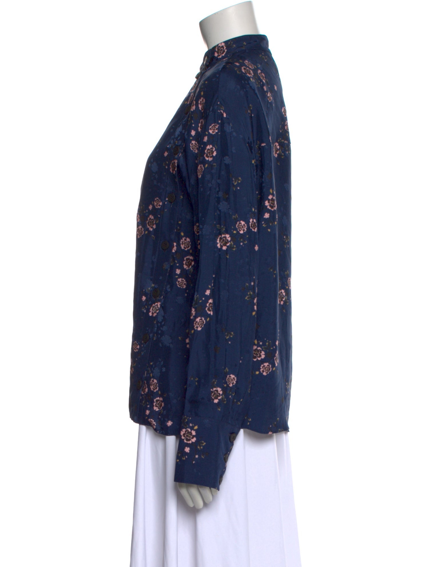 Kenzo Floral Print Mock Neck Blouse