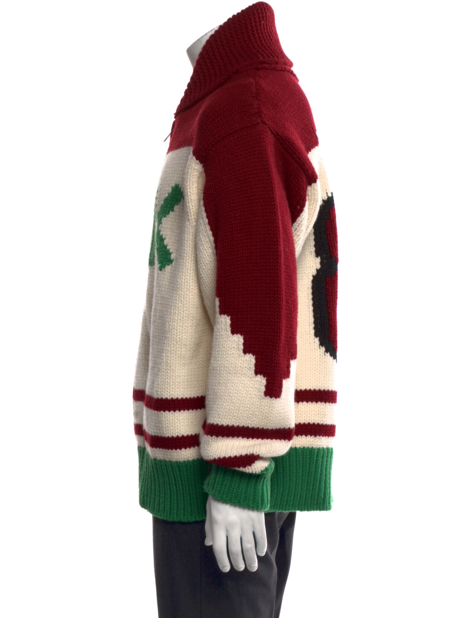 Kenzo Wool Colorblock Pattern Cardigan