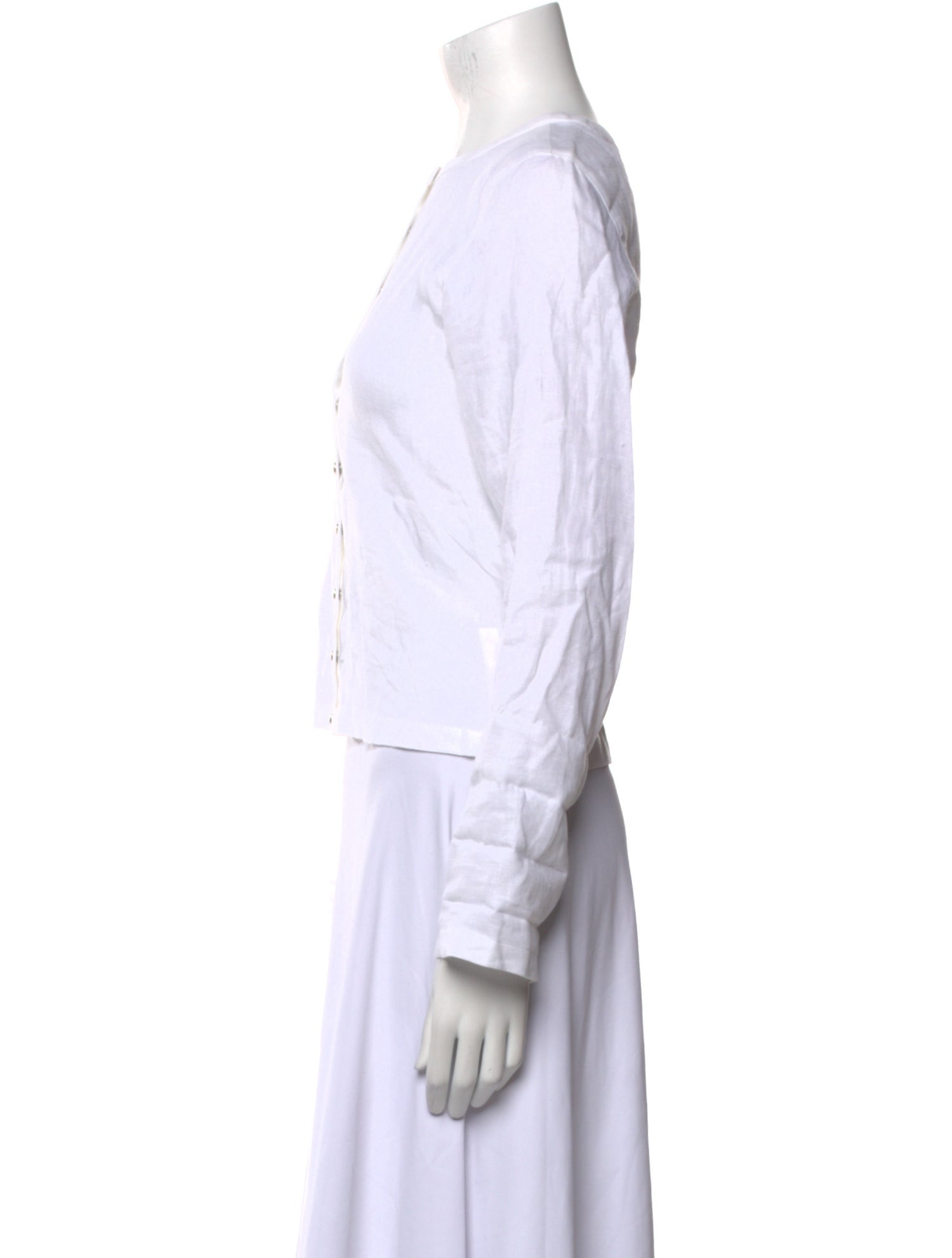 Kenzo Linen Mock Neck Button-Up Top