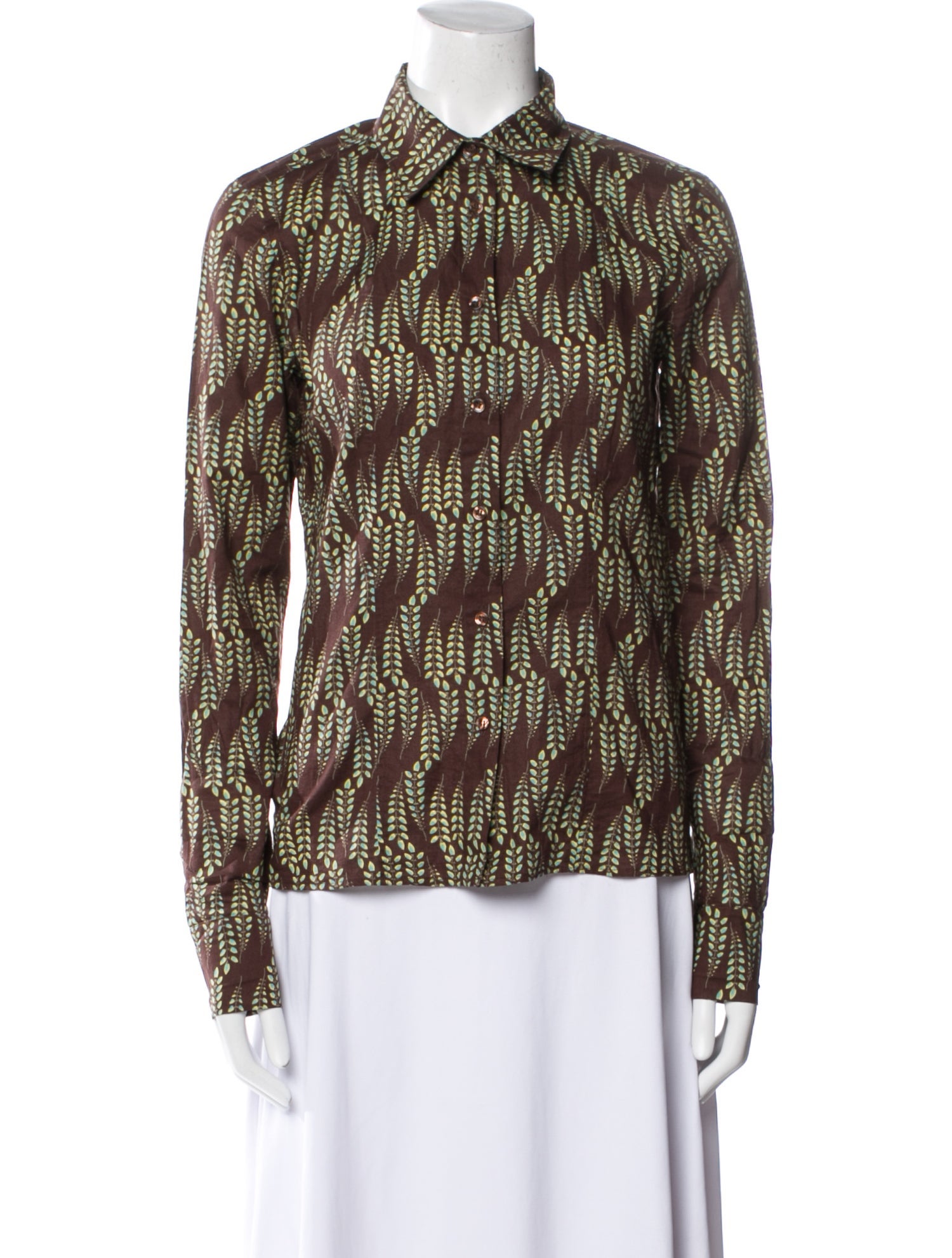 Kenzo Printed Long Sleeve Button-Up Top