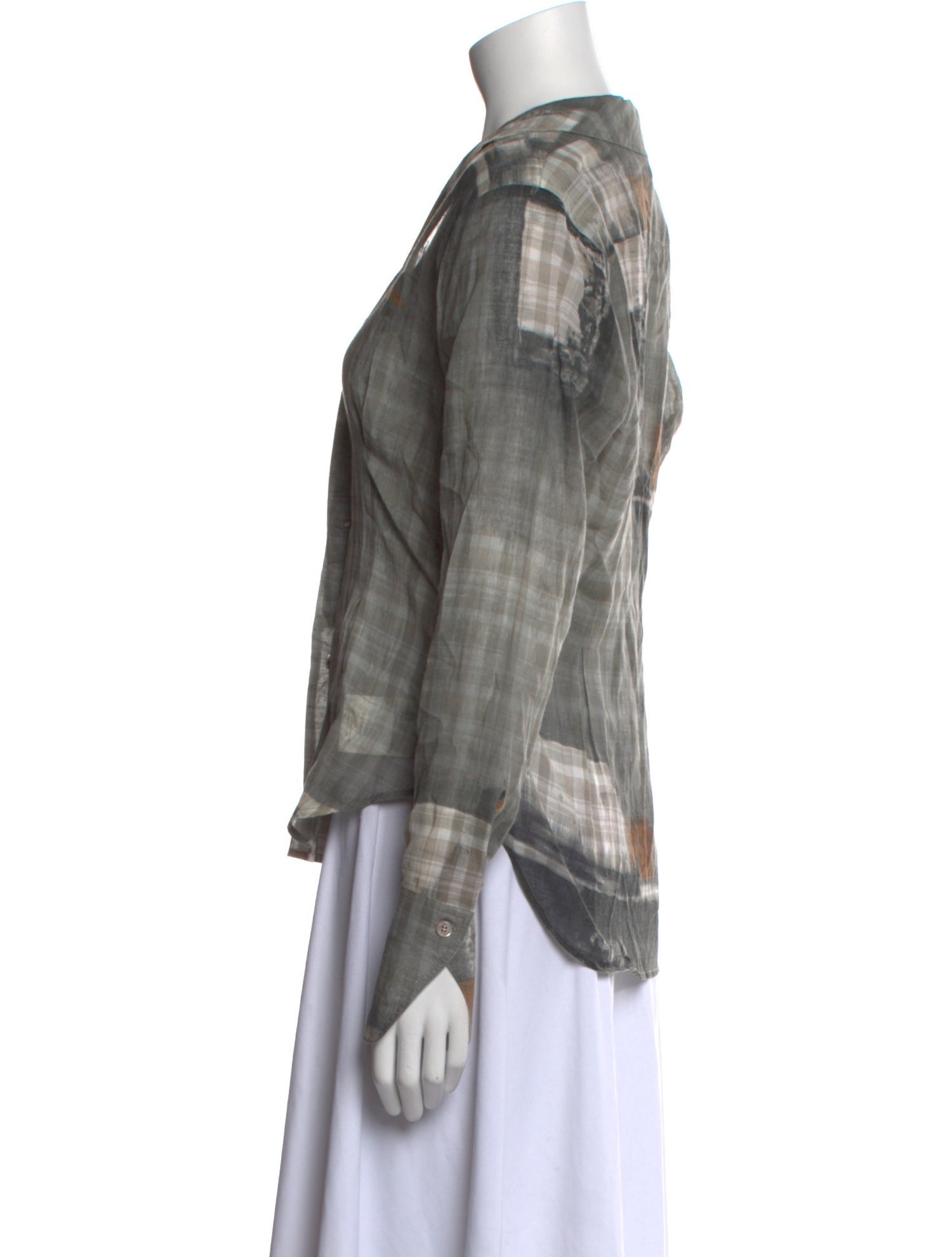 Kenzo Plaid Print Long Sleeve Button-Up Top