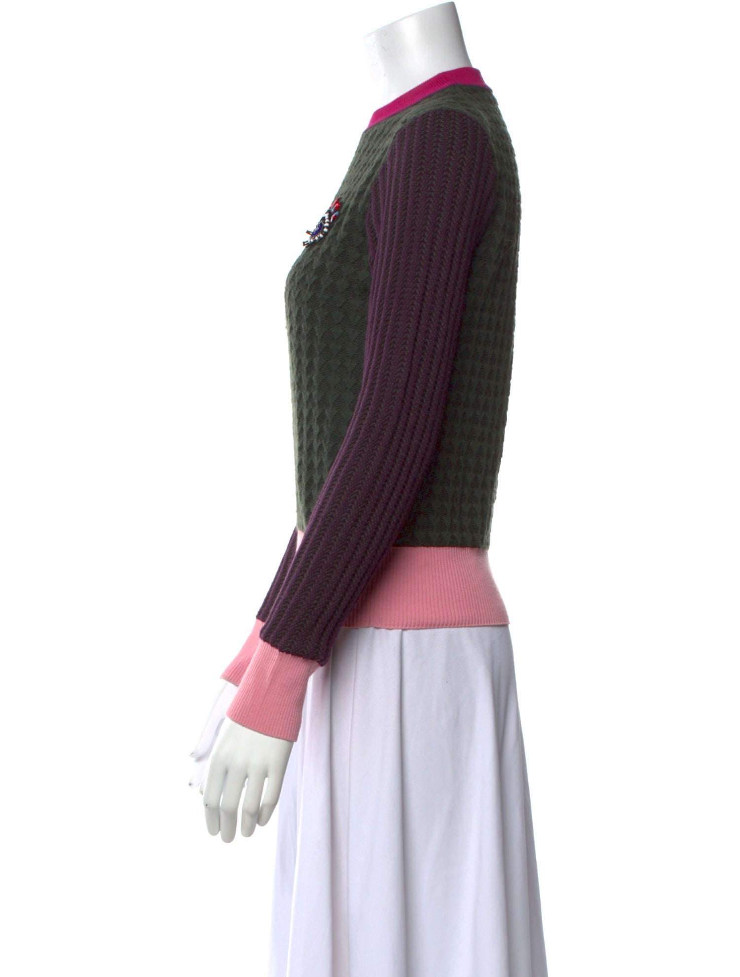 Kenzo Wool Colorblock Pattern Sweater