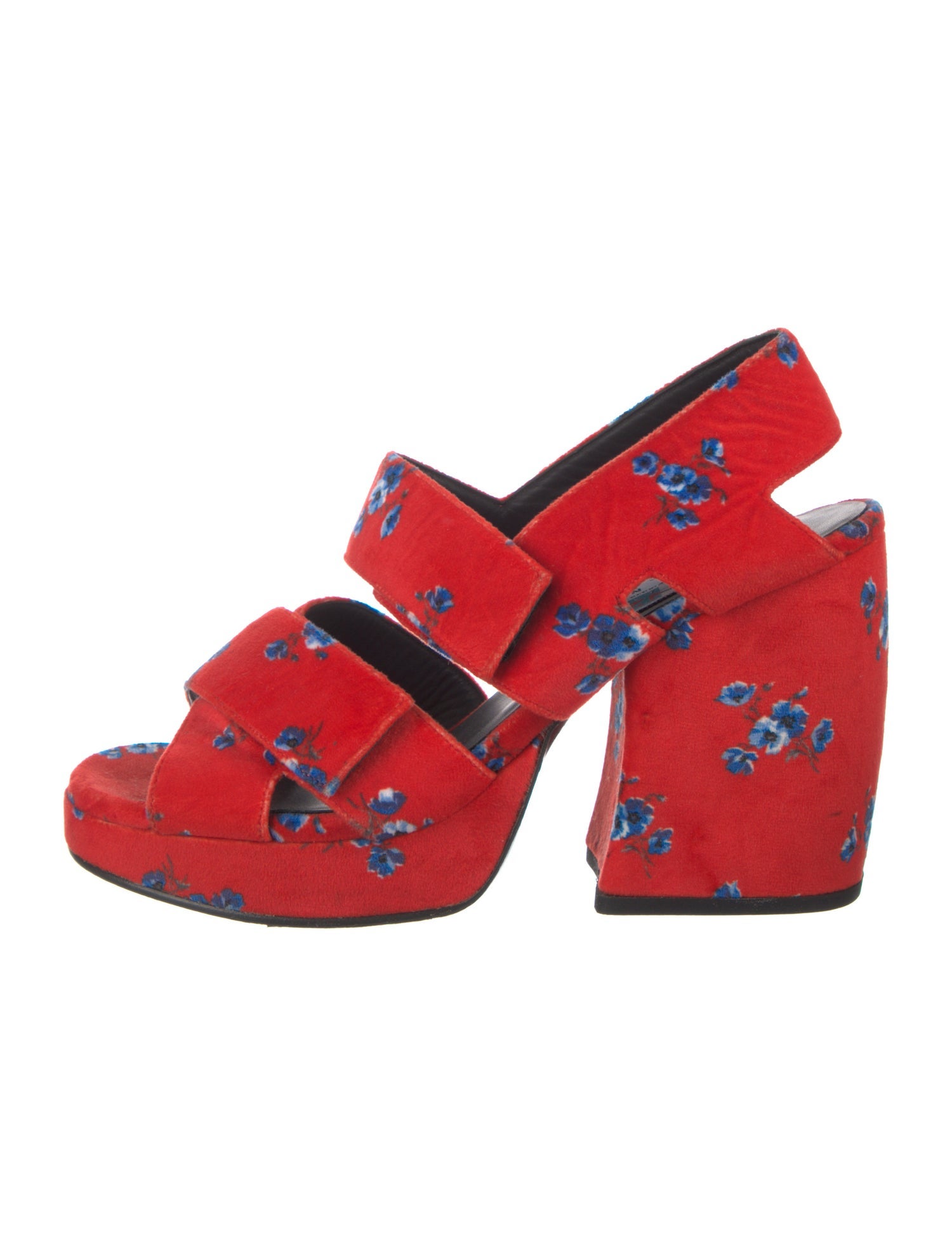 Kenzo Velvet Floral Print Slingback Sandals