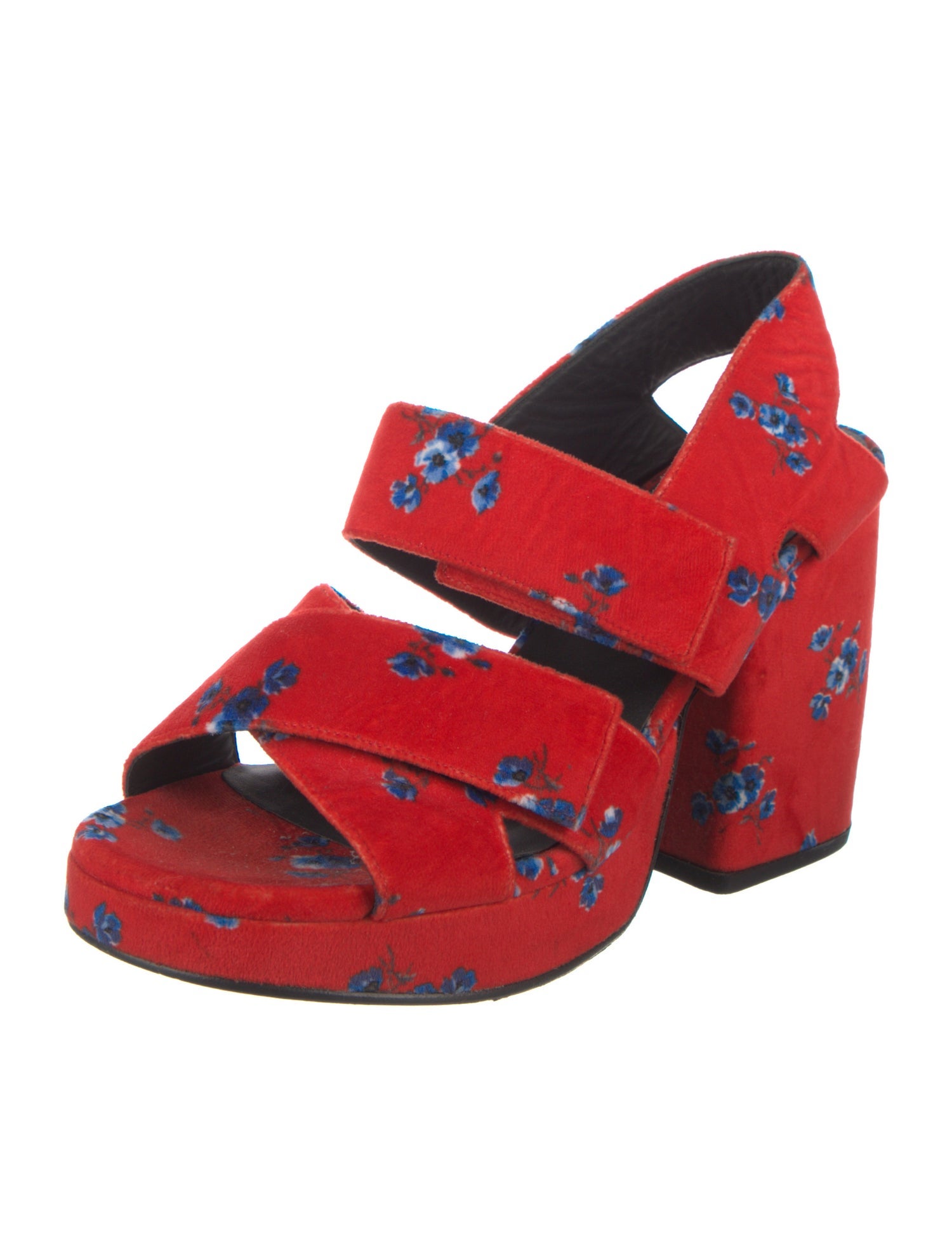 Kenzo Velvet Floral Print Slingback Sandals
