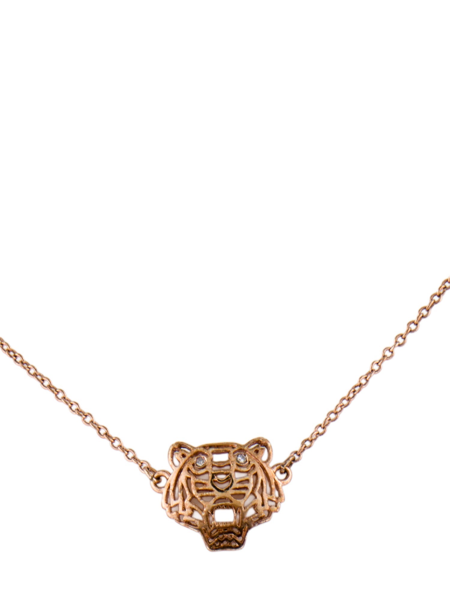 Kenzo Diamond Mini Tiger Pendant Necklace