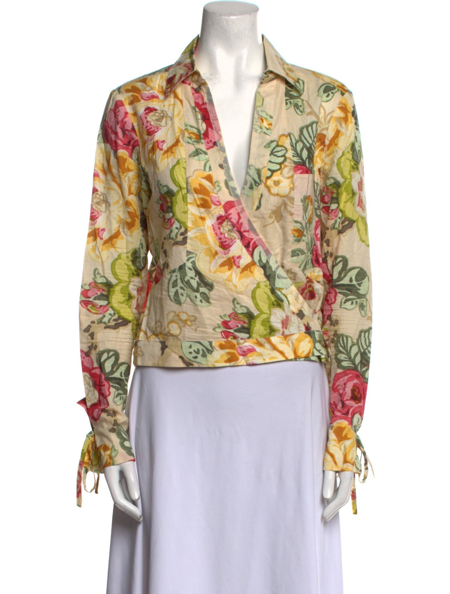 Kenzo Floral Print V-Neck Blouse