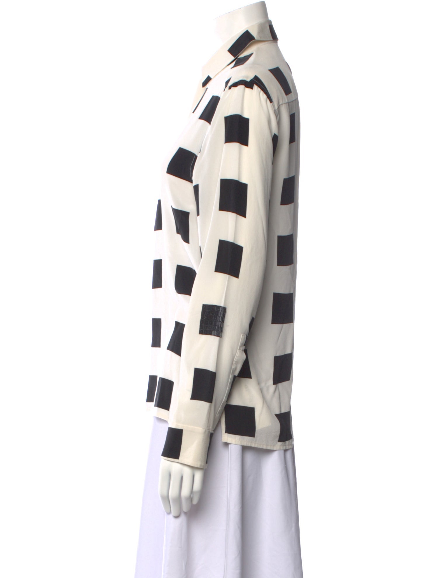 Kenzo Silk Plaid Print Button-Up Top