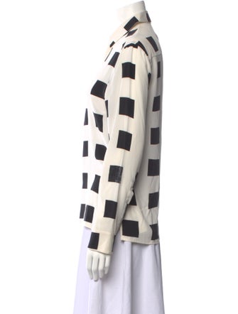 Kenzo Silk Plaid Print Button-Up Top
