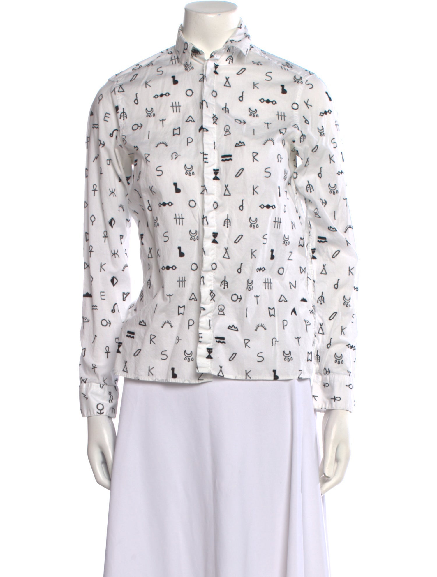 Kenzo Printed Mock Neck Button-Up Top