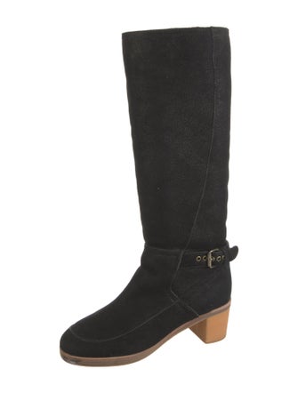 Kenzo Leather Colorblock Pattern Riding Boots