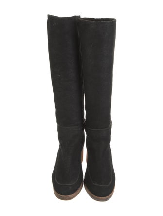 Kenzo Leather Colorblock Pattern Riding Boots