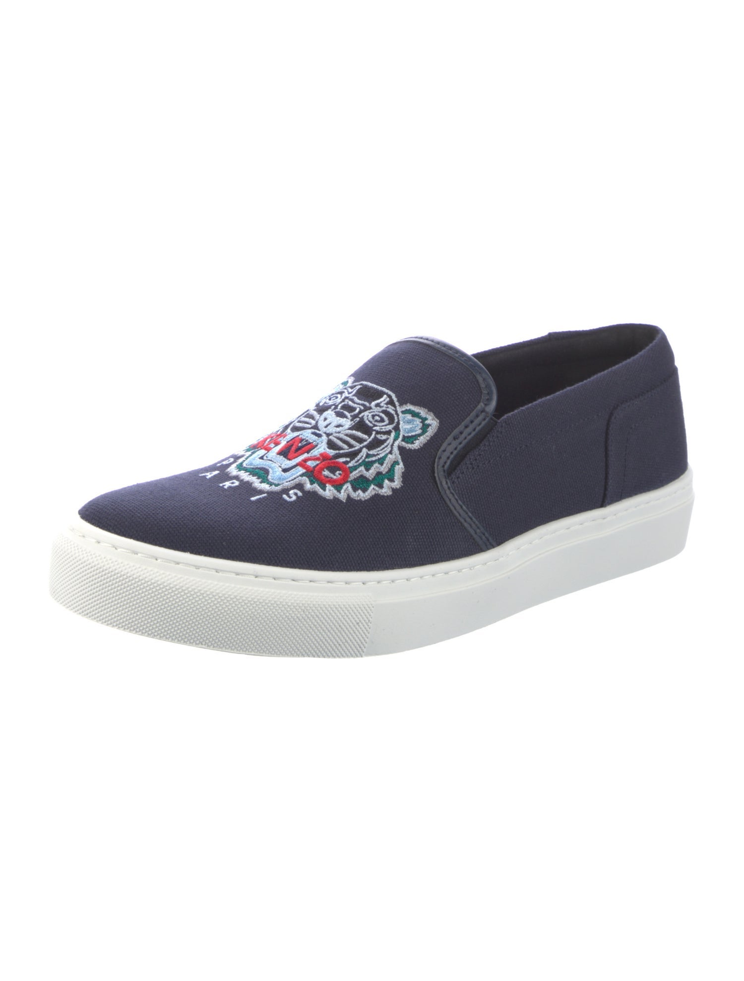 Kenzo Canvas Embroidered Accent Loafers