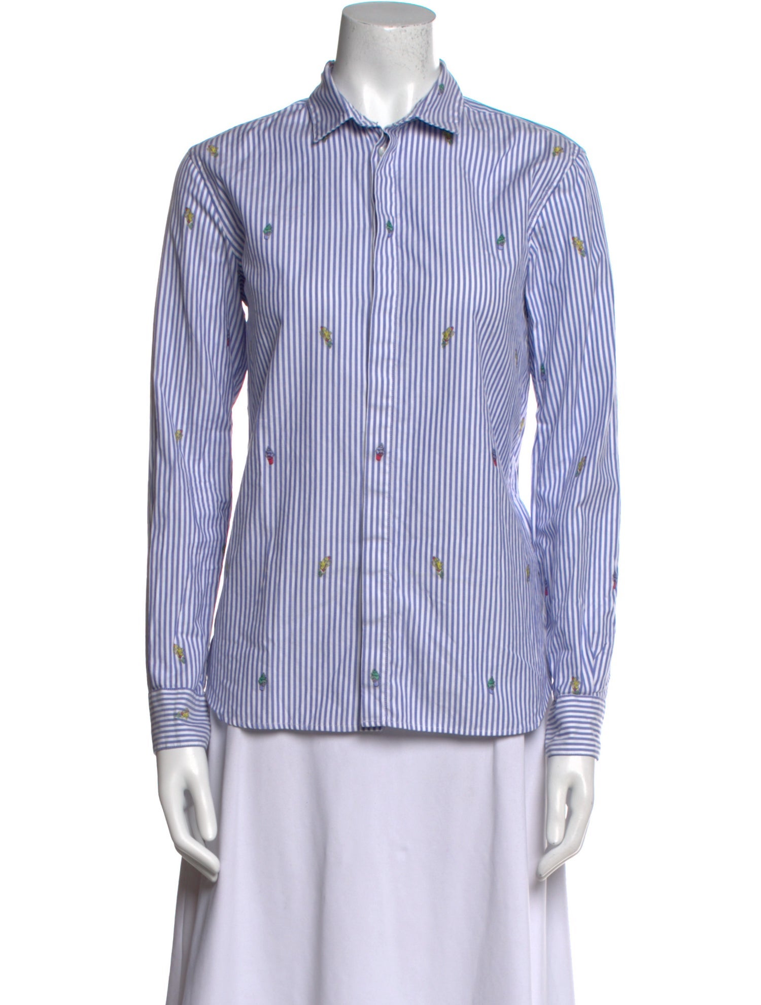 Kenzo Striped Long Sleeve Button-Up Top