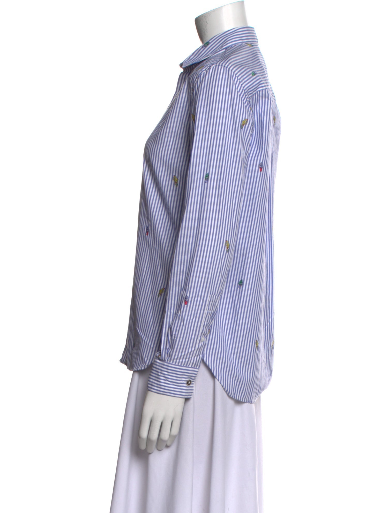 Kenzo Striped Long Sleeve Button-Up Top